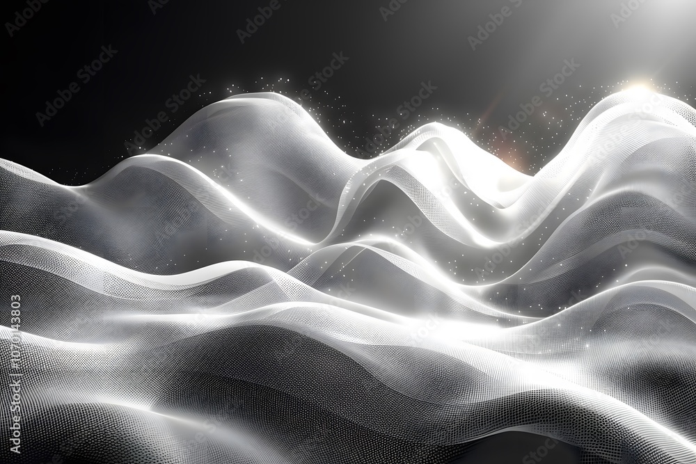 Abstract Digital Waves and Sparkles - Modern Design for Technology and Innovation