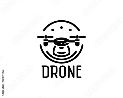 Drone Silhouette Vector Icon Logo Design Illustration 