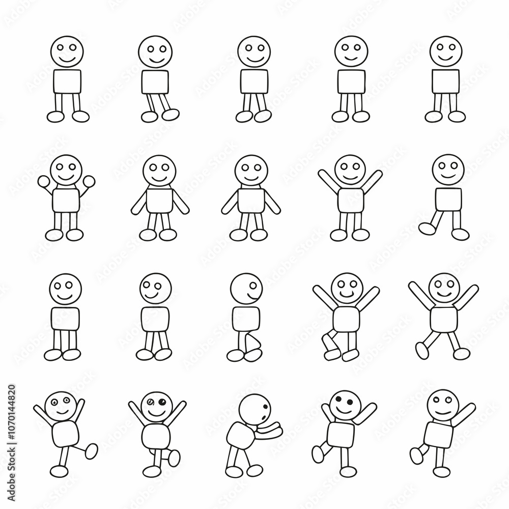 Set of funny stick figure in deferent poses Set of funny stick figure in deferent poses