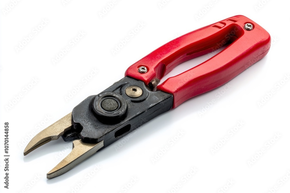 Close-up of red and black pliers isolated on white background. Close-up of red and black pliers isolated on white background.