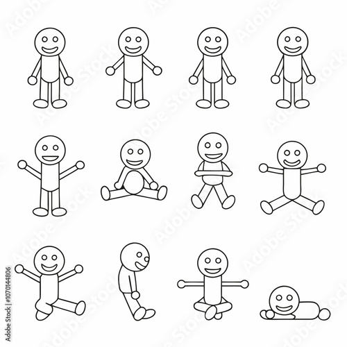 Set of funny stick figure in deferent poses