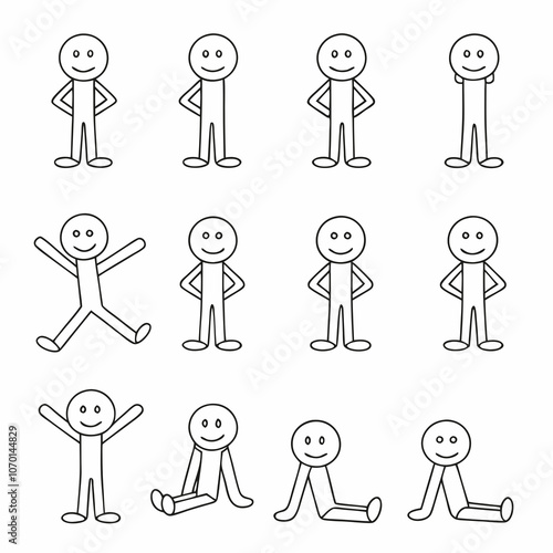 Set of funny stick figure in deferent poses