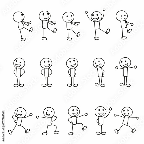 Set of funny stick figure in deferent poses