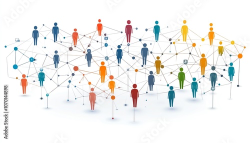 Digital network of people, each connected by lines, representing global communication and online interaction photo