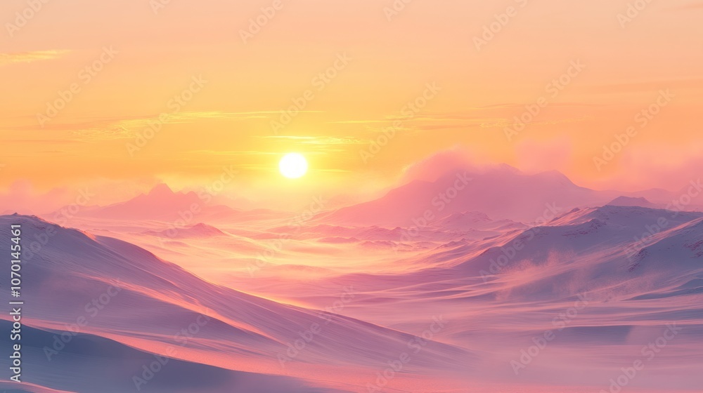 Sunrise Over Snowy Mountains Sunrise Over Snowy Mountains