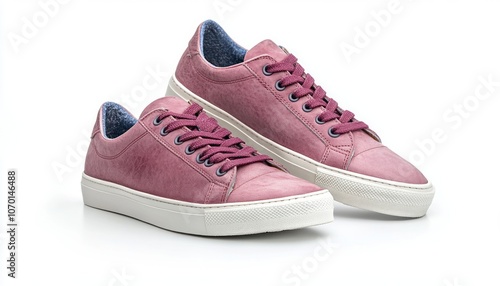 Stylish pink sneakers with a textured finish displayed on a white background