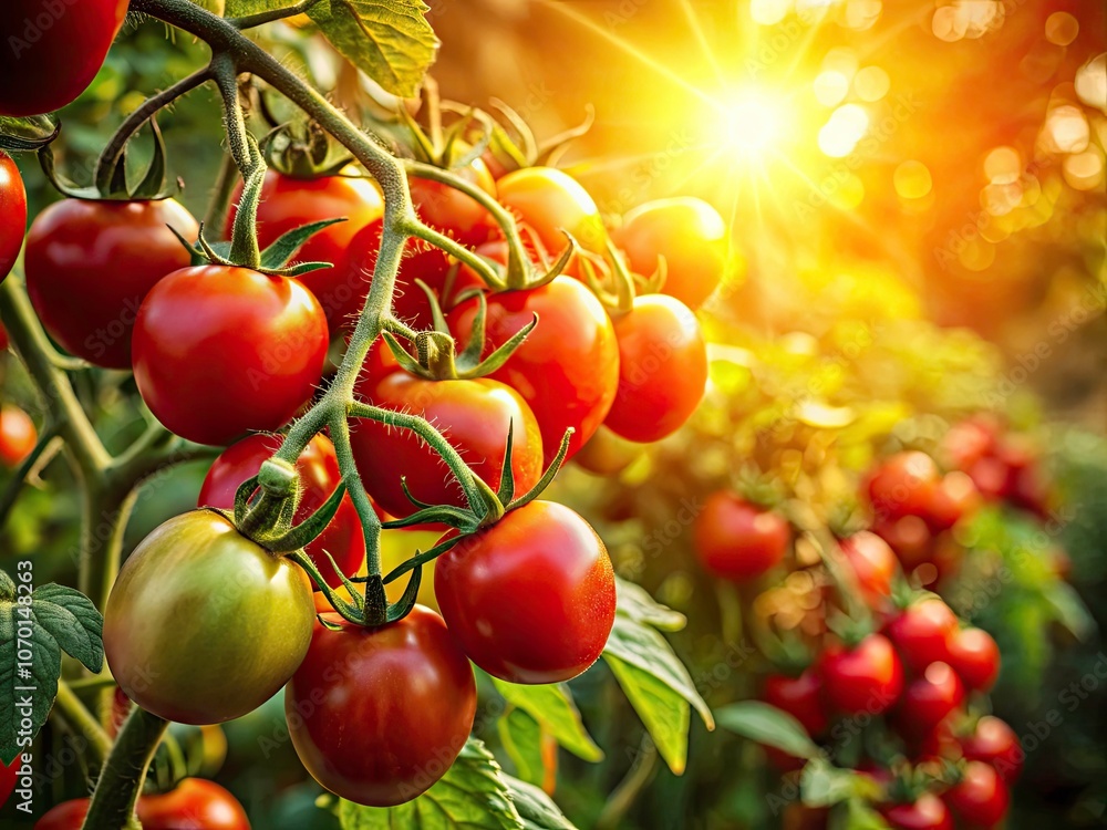 Silhouette of Fresh Red Tomatoes Growing on a Vine in Sunlight - Nature, Gardening, Organic Produce, Agriculture, Healthy Eating, Summer Harvest, Garden Fresh, Vibrant Colors, Plant Life Silhouette of Fresh Red Tomatoes Growing on a Vine in Sunlight - Nature, Gardening, Organic Produce, Agriculture, Healthy Eating, Summer Harvest, Garden Fresh, Vibrant Colors, Plant Life