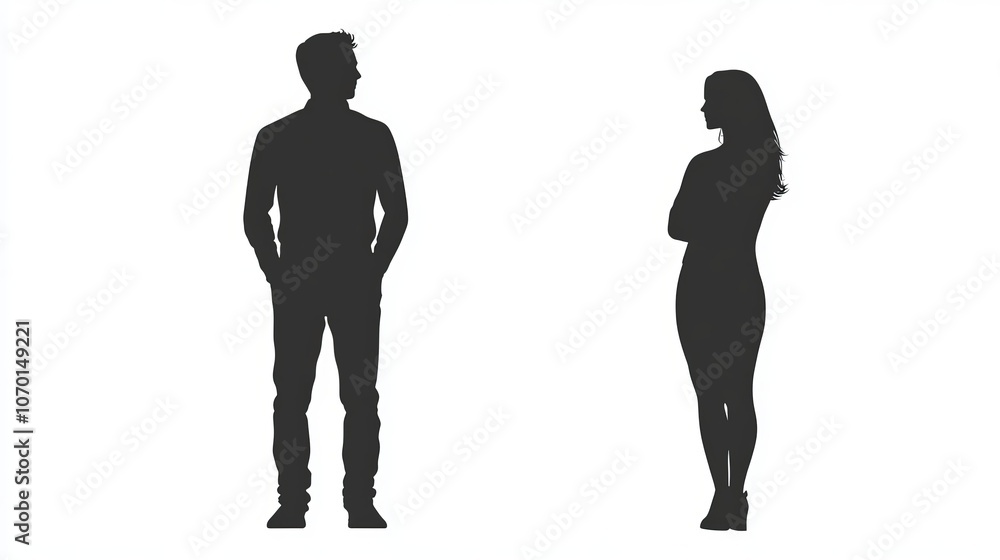 Man and woman silhouette vector icons set Man and woman silhouette vector icons set