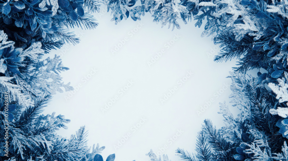 Frosted Blue Christmas Background with Empty Space Frosted Blue Christmas Background with Empty Space