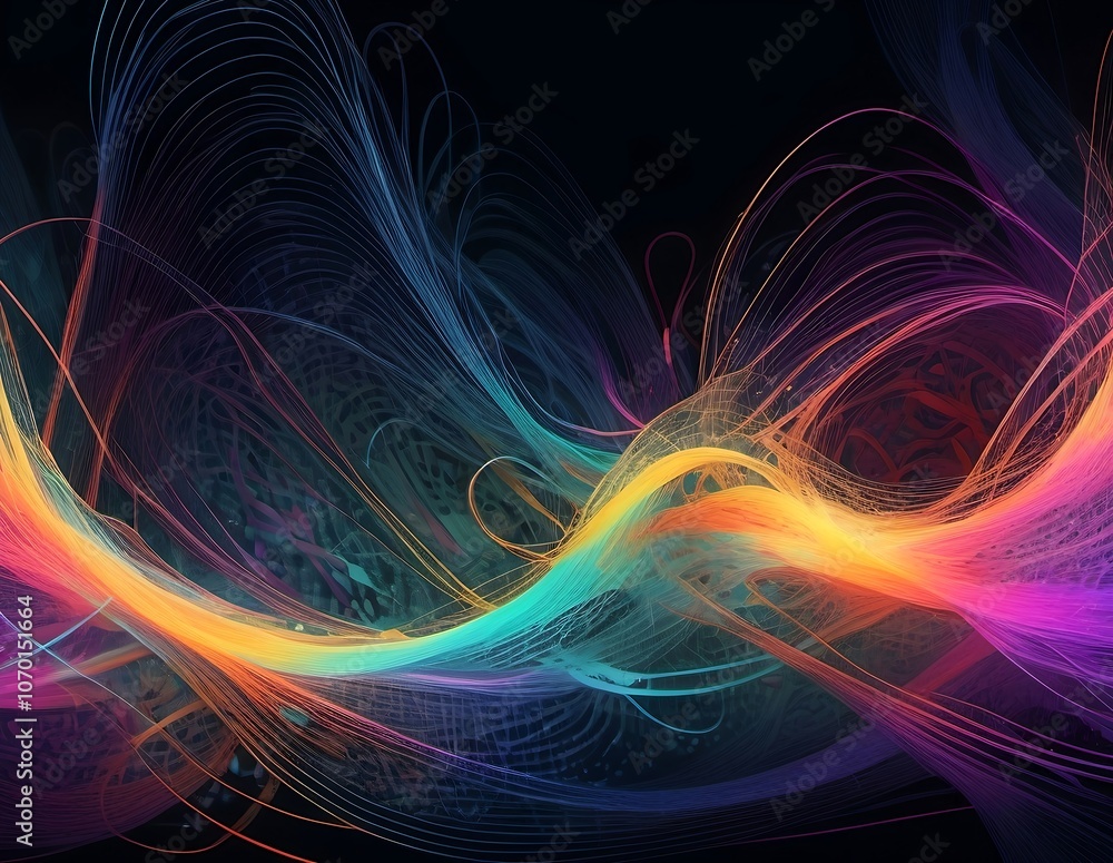 Fractal realms abstraction with colorful waves of light. Fractal realms abstraction with colorful waves of light.