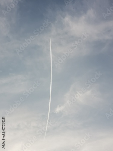 Twilight Sky with a Plane's Contrail
