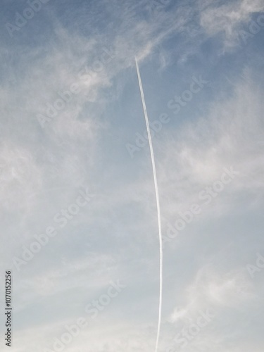 Twilight Sky with a Plane's Contrail
