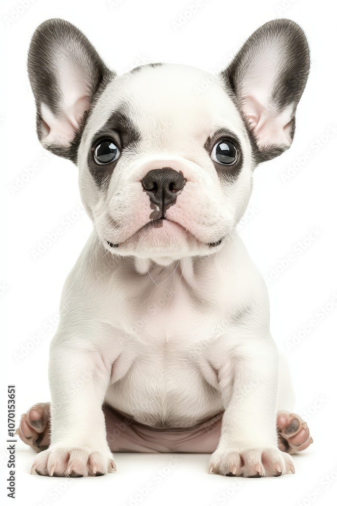 French bulldog puppy with big eyes, isolated on white background French bulldog puppy with big eyes, isolated on white background