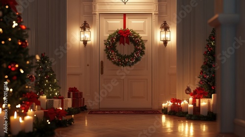 Wallpaper Mural Festive Entryway with Christmas Decorations and Candles Torontodigital.ca