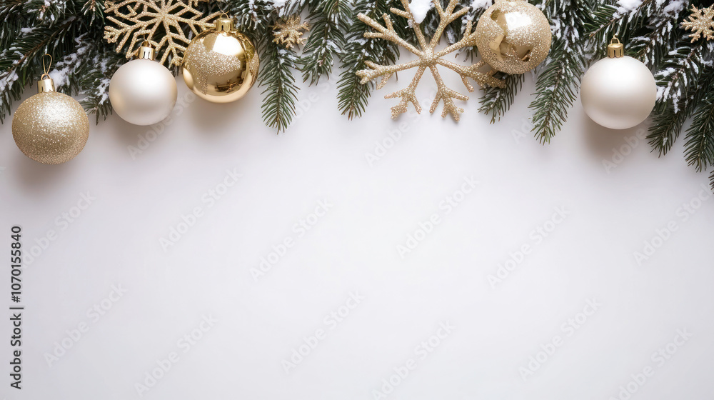 Elegant Christmas Border with Gold Snowflakes Elegant Christmas Border with Gold Snowflakes