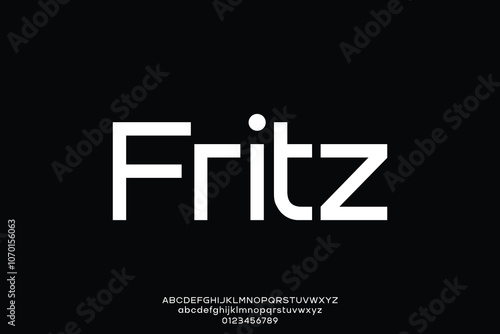 Modern geometric sans serif alphabet display font vector illustration
