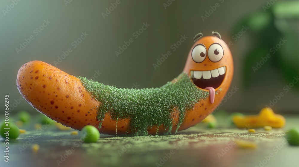 Fototapeta premium Deteriorating sausage covered in green mold after extended refrigeration highlighting food safety concerns