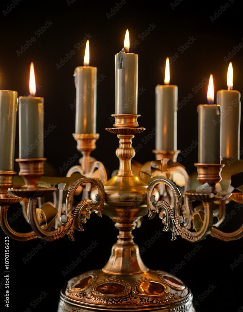 Candle chandelier lamp spirituality with black background illuminated. Candle chandelier lamp spirituality with black background illuminated.