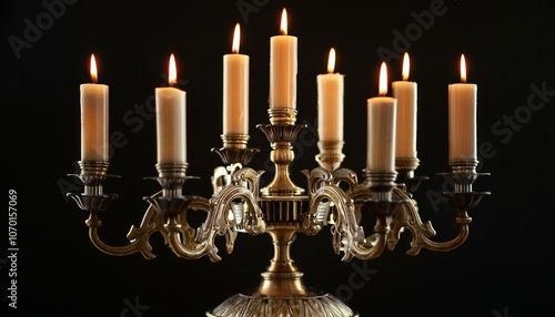 Candle chandelier lamp spirituality with black background illuminated.