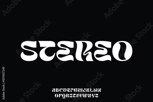 Creative trendy psychedelic alphabet display font vector. Wavy stereo typeface