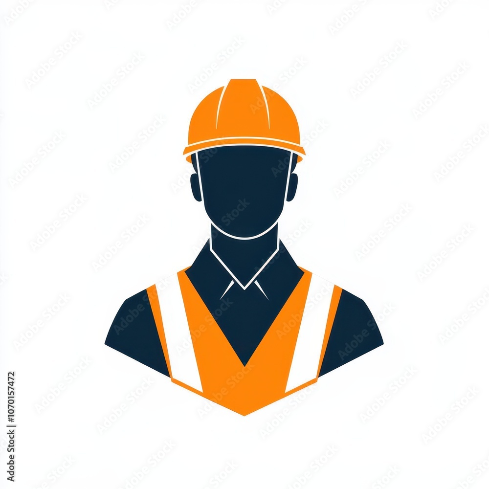 Construction Worker with Orange Vest Icon Construction Worker with Orange Vest Icon