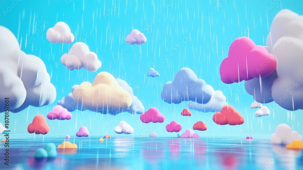 Dramatic rain clouds gathering in a vibrant blue sky showcasing a colorful summer skyscape