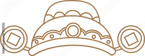 Chinese traditional God of Wealth hat illustration