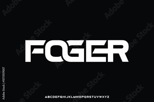 Strong bold modern ligature alphabet display font vector. Futuristic typeface