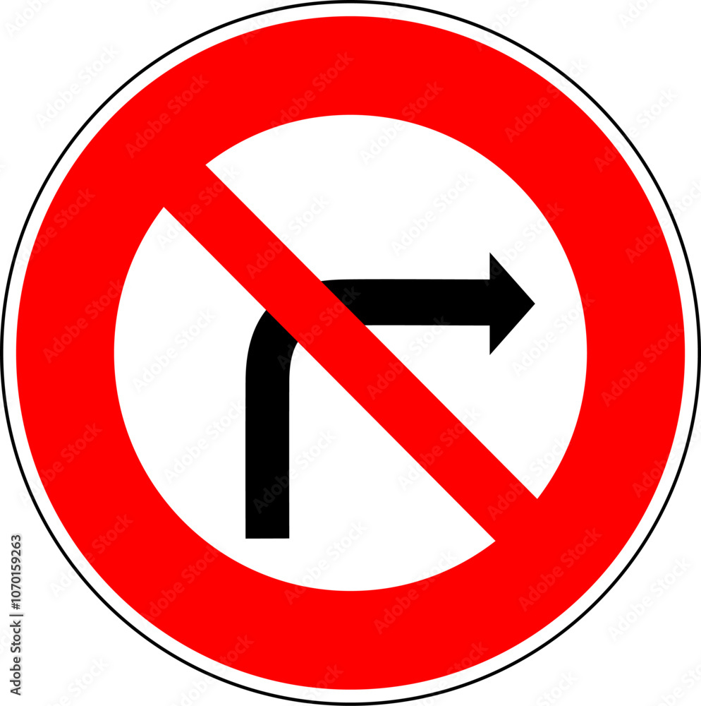 No Right Turn Traffic Road Sign,Vector Illustration, Isolate On White Background Symbols Label. EPS10 No Right Turn Traffic Road Sign,Vector Illustration, Isolate On White Background Symbols Label. EPS10