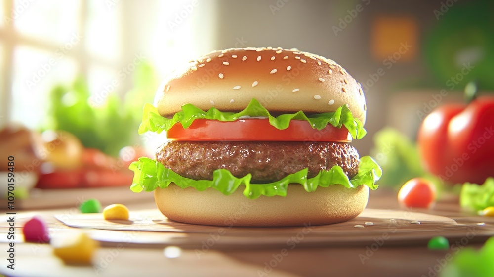 custom made wallpaper toronto digitalJuicy beef burger topped with fresh lettuce and tomato perfect for summer barbecues