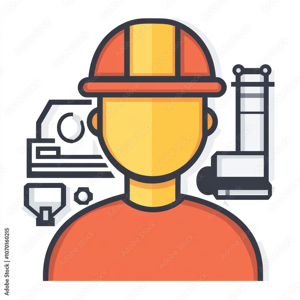 Construction Worker Icon with Hard Hat Construction Worker Icon with Hard Hat