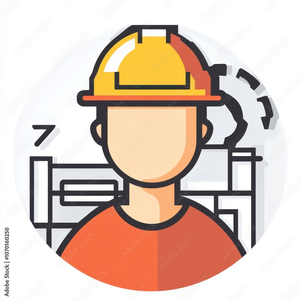 Construction Worker Icon with Hard Hat Construction Worker Icon with Hard Hat