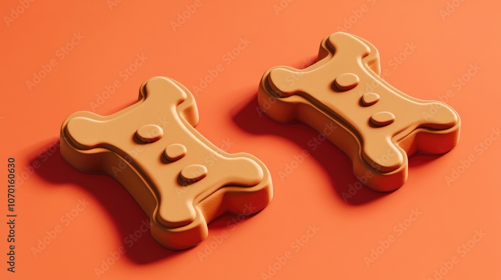 Obraz premium Two delicious steak flavored dog treats shaped in fun cut out designs ideal for rewarding pets and enhancing mealtime excitement