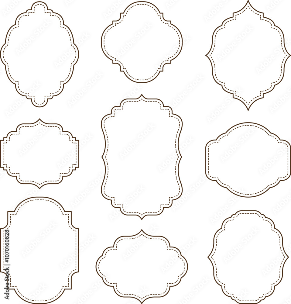 Fototapeta premium Set of vintage frames and borders isolated on white background.