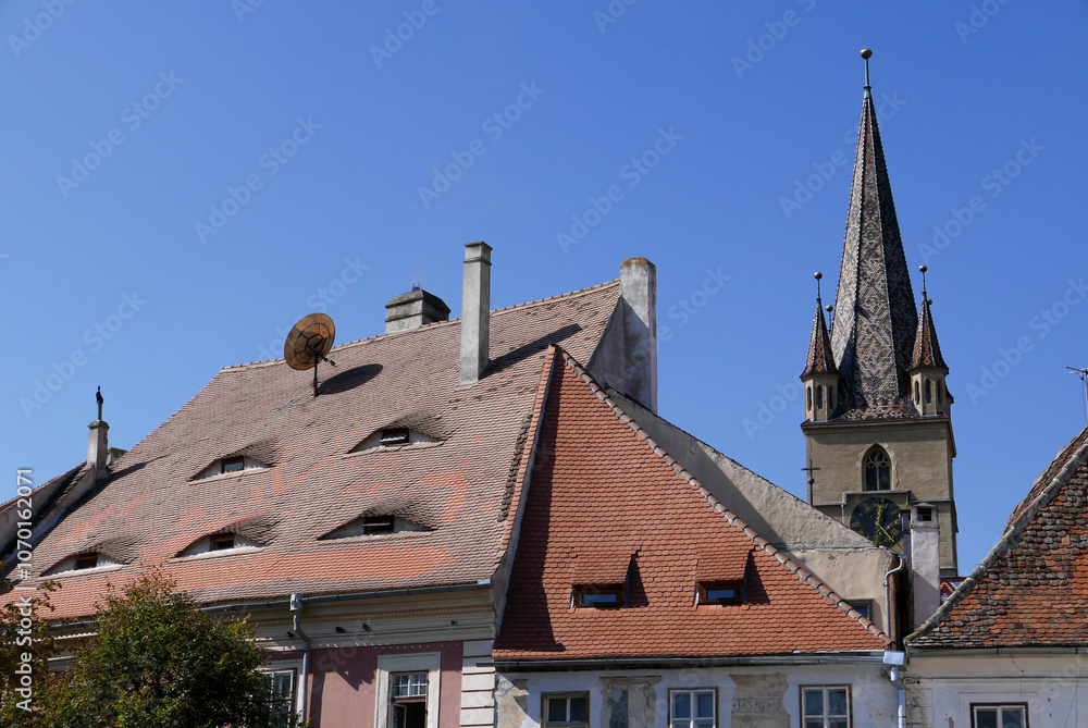 roof with windows called Sibiu eyes in the Romanian city of Sibiu roof with windows called Sibiu eyes in the Romanian city of Sibiu