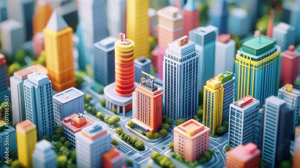 Aerial view of a vibrant downtown skyline showcasing modern skyscrapers urban environment in Asia Aerial view of a vibrant downtown skyline showcasing modern skyscrapers urban environment in Asia