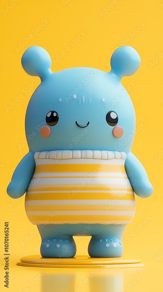 In striped sweaters in light blue and yellow, a cute puddle wears costumes In striped sweaters in light blue and yellow, a cute puddle wears costumes