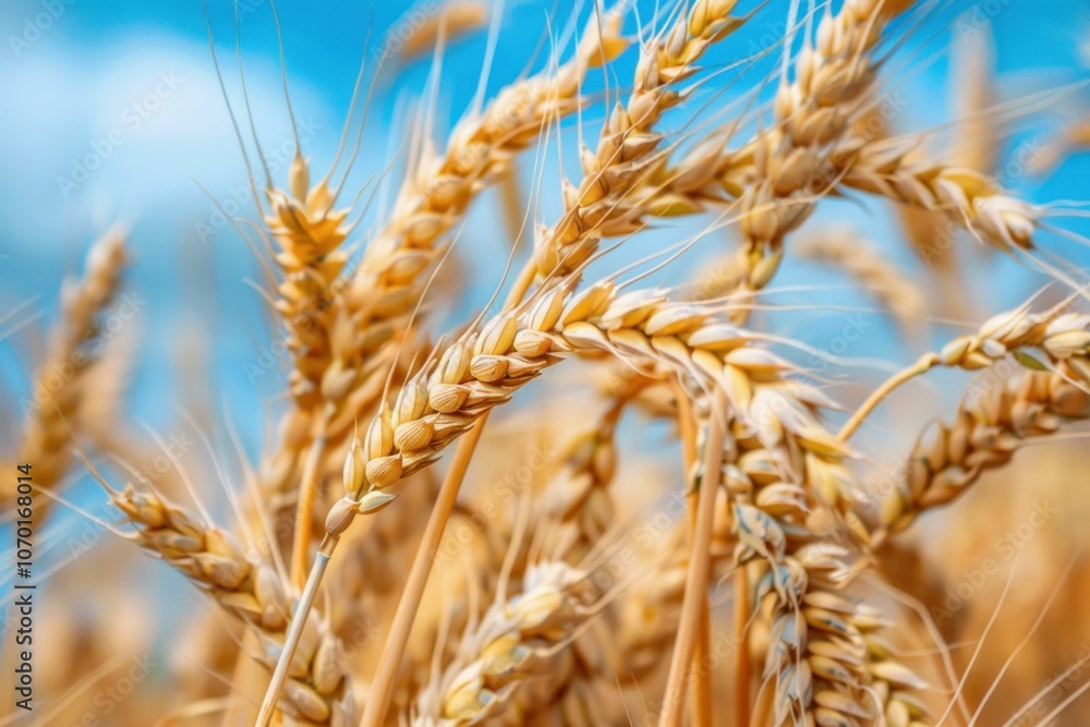 Golden ears of wheat are swaying in the wind on a sunny summer day Golden ears of wheat are swaying in the wind on a sunny summer day