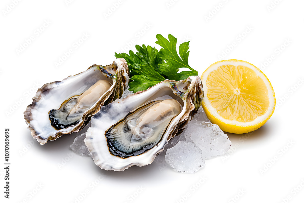 Top view fresh raw oysters isolated on transparent or white background Top view fresh raw oysters isolated on transparent or white background