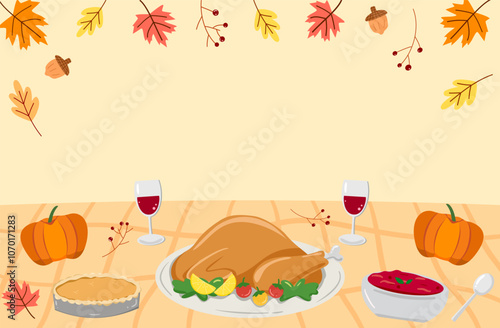 thanksgiving day border, thanksgiving dinner frame for using as background, banner, greeting card