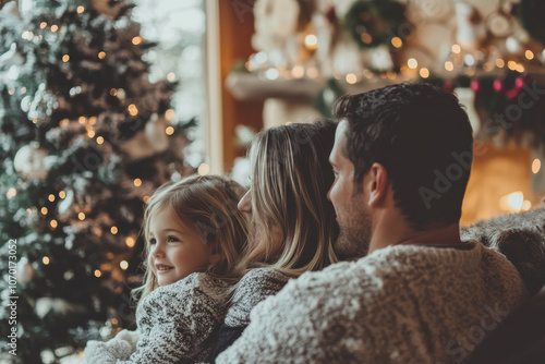 happy family enjoying cozy Christmas evening together