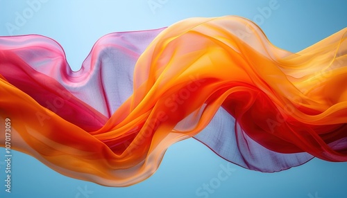 Colorful fabric fluttering in wind 