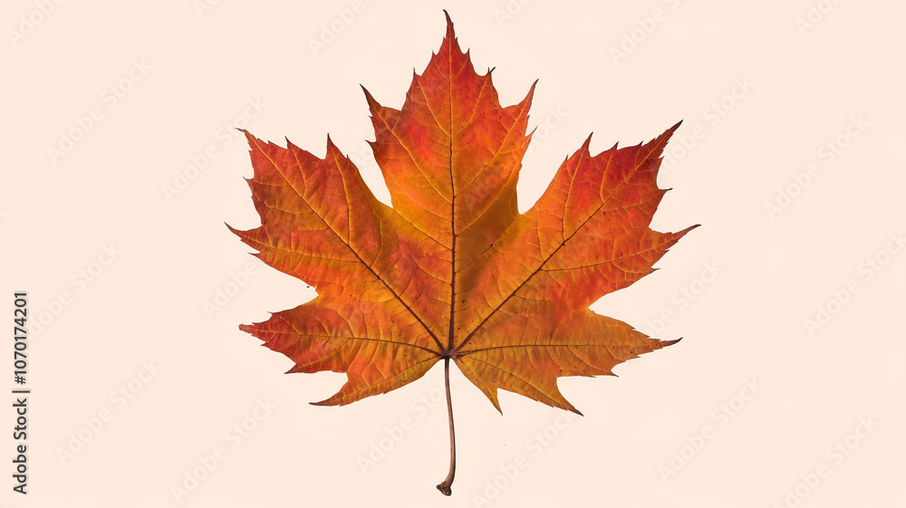 Single Orange Maple Leaf Isolated on White Background Single Orange Maple Leaf Isolated on White Background