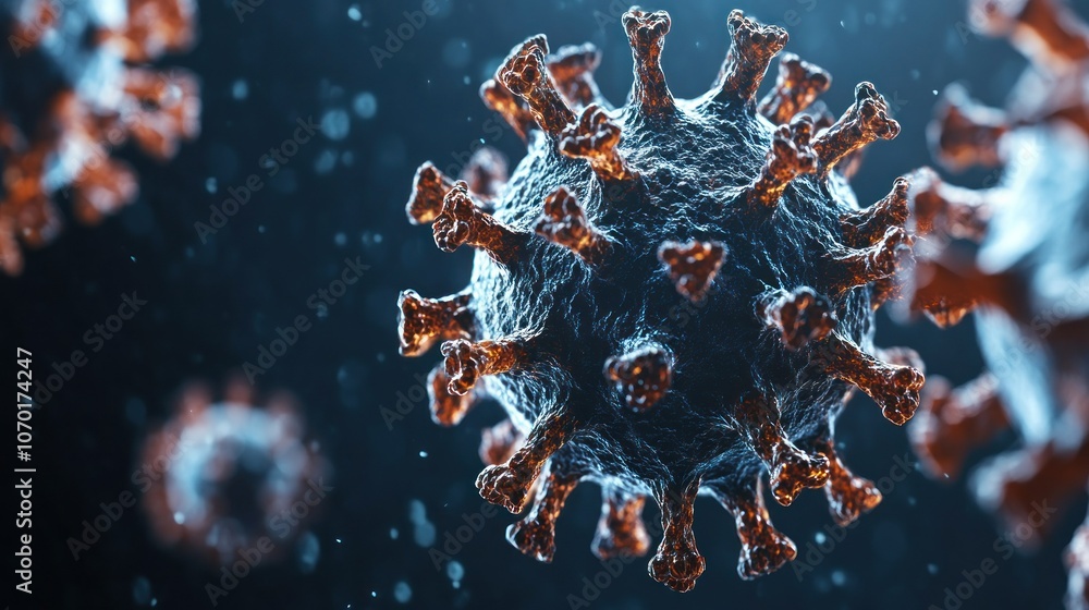 Fototapeta premium Detailed Virus Structure Under Microscope View