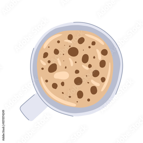 cappuccino coffee cup top cartoon. americano mocha, macchiato brew, caffeine froth cappuccino coffee cup top sign. isolated symbol vector illustration