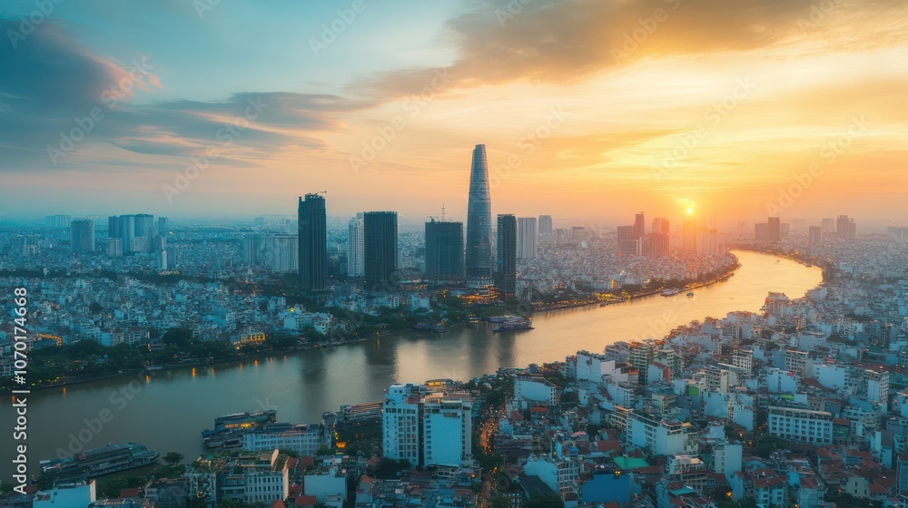 Obraz premium investor relations professionals in Vietnam, refining engagement strategies, warm and supportive environment,