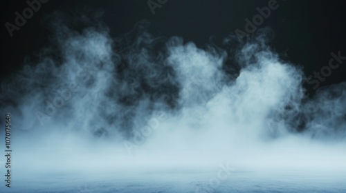 Mysterious Fog Embrace, a scene enveloped in light fog, creating an enigmatic atmosphere against a dark backdrop, inviting intrigue and contemplation.