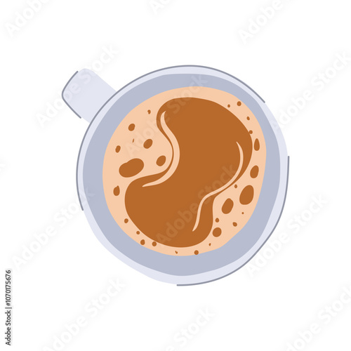 macchiato coffee cup top cartoon. brew caffeine, froth mug, saucer beans macchiato coffee cup top sign. isolated symbol vector illustration