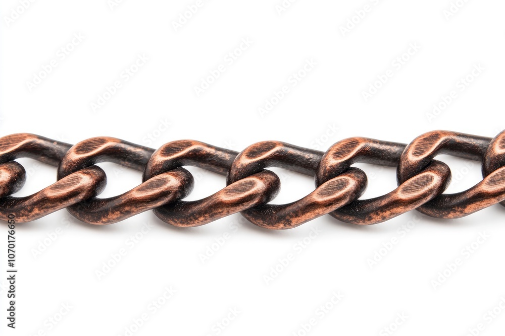 Close-up of a copper chain isolated on a white background. Close-up of a copper chain isolated on a white background.