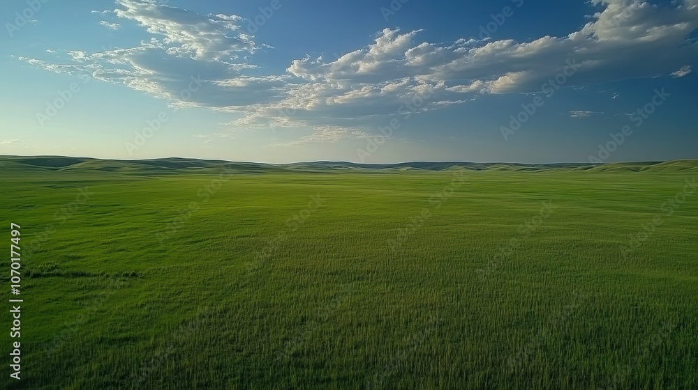 Vast green plains under blue sky Vast green plains under blue sky